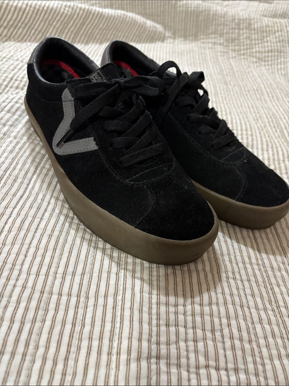 Vans Black Suede Sneakers with Gum Sole